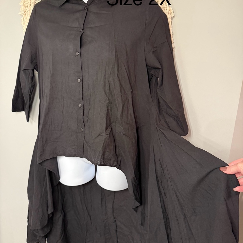 Flowy Black Button-Up Blouse